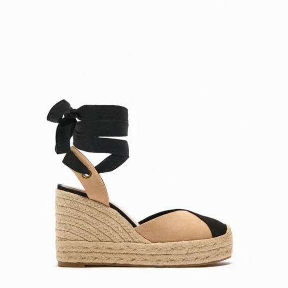 Zara Shoes - Zara Lace Up Wedge Espadrilles